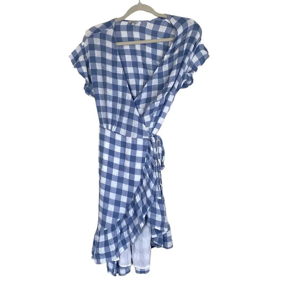 RAILS Brigitte Wrap Dress in Periwinkle Check Size Small - Picture 2 of 9